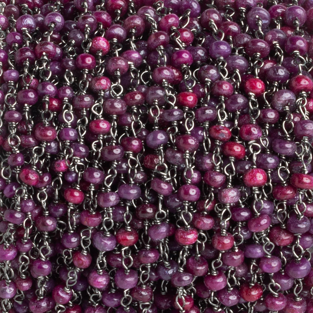 3mm Mystic Ruby Plain Rondelle Black Gold Chain - The Bead Traders