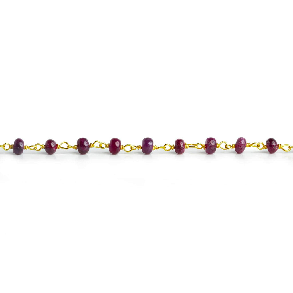 3mm Mystic Ruby Plain Rondelle Gold Chain - The Bead Traders