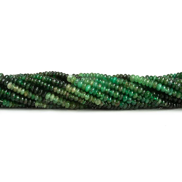 3mm Natural Brazilian Emerald Rondelles 16 inch 225 beads