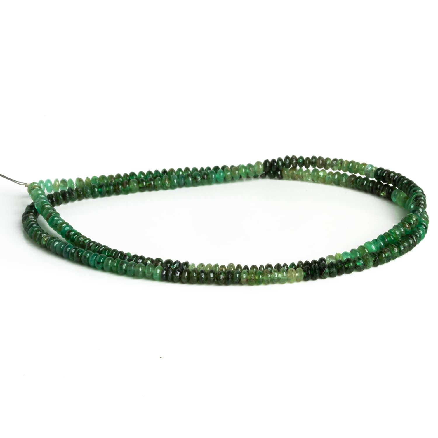 3mm Natural Brazilian Emerald Rondelles 16 inch 225 beads - The Bead Traders