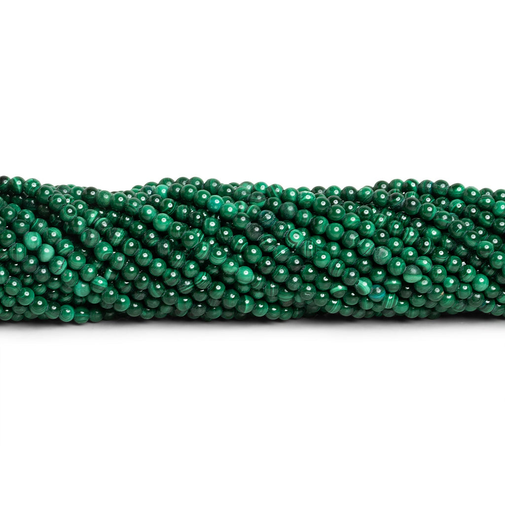 3mm Natural Malachite Plain Rounds 15 inch 125 beads - The Bead Traders