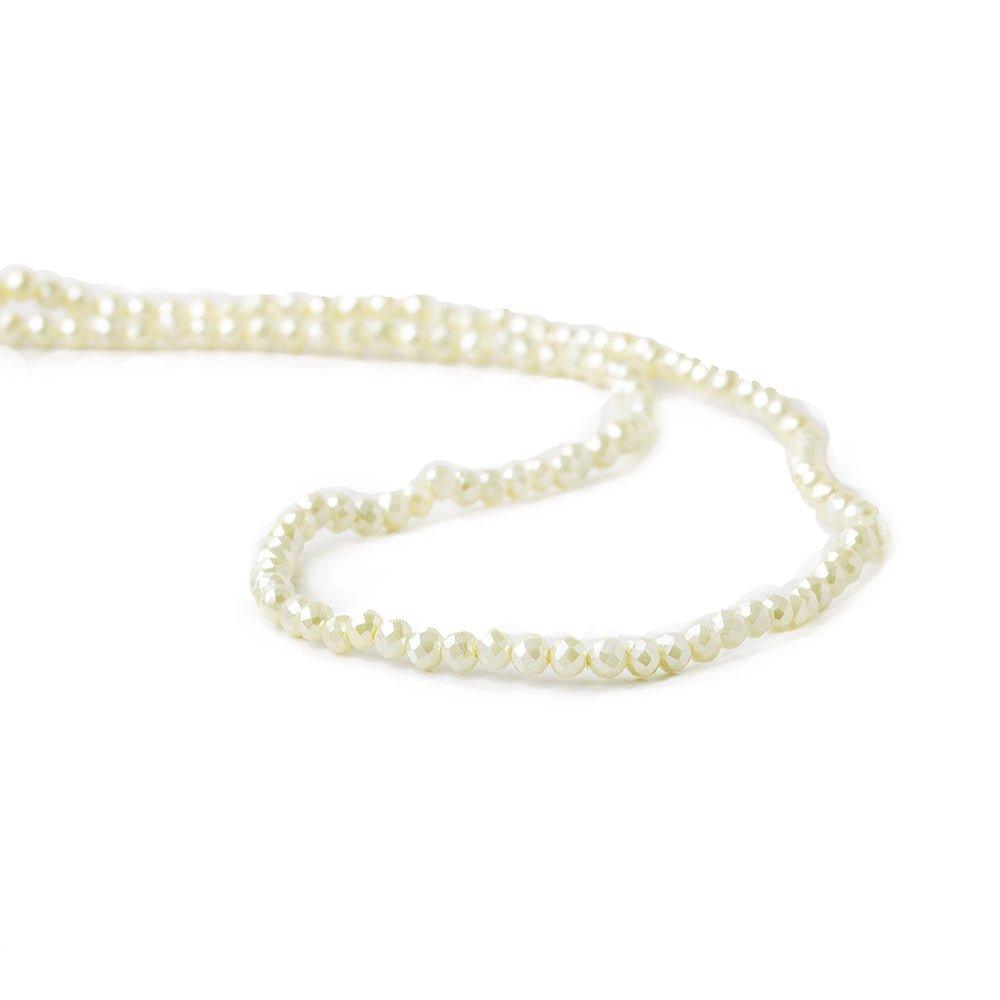 3mm Pale Yellow Shell Pearl micro faceted round beads 13 inch 133 pieces - The Bead Traders