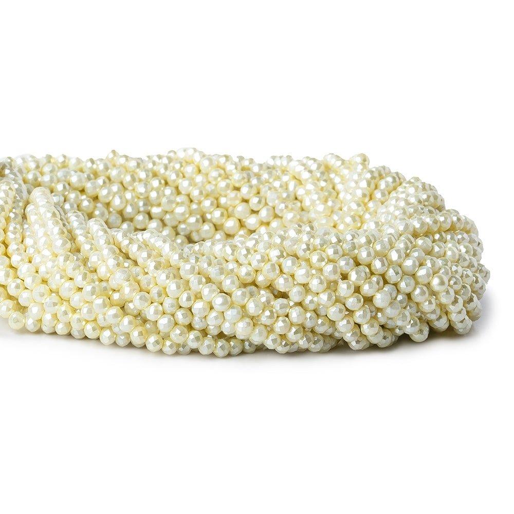 3mm Pale Yellow Shell Pearl micro faceted round beads 13 inch 133 pieces - The Bead Traders