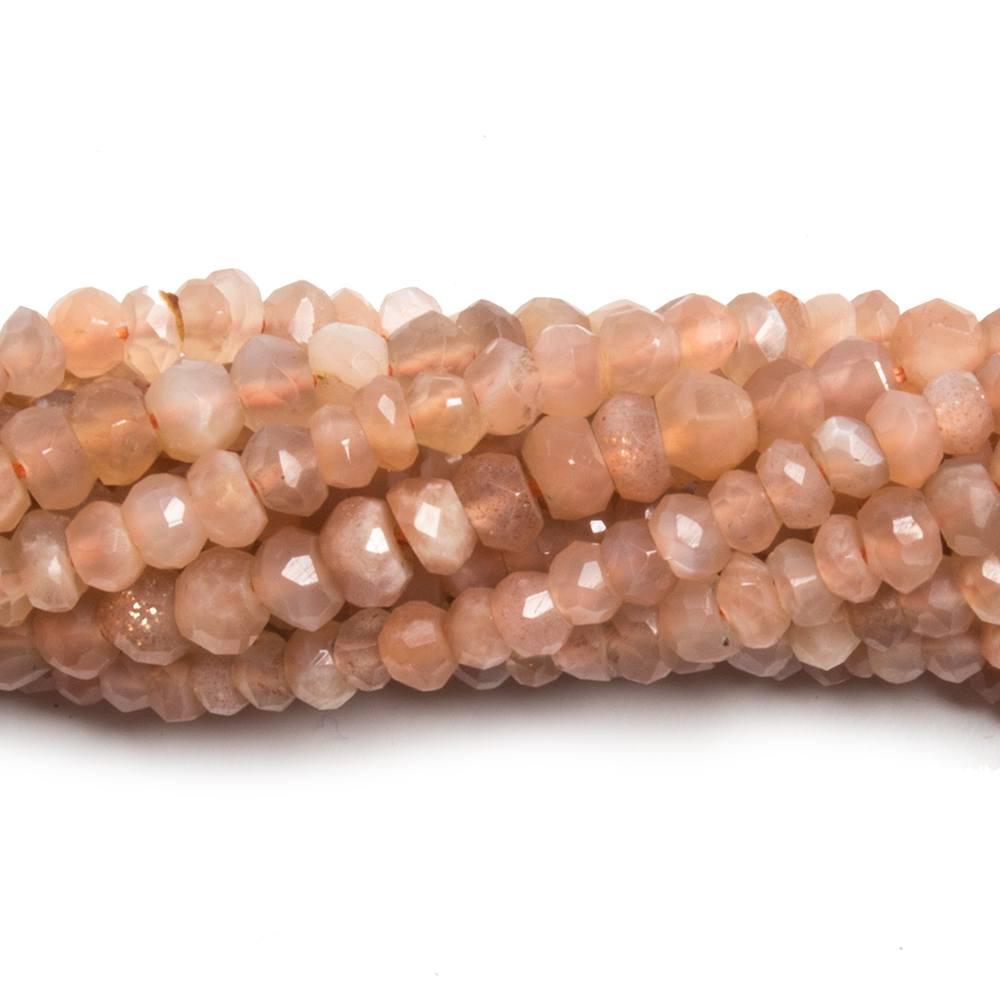 3mm Peach Moonstone faceted rondelle beads 13 inch 145 pieces - The Bead Traders