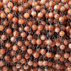3mm Peach Moonstone Plain Round Black Gold plated Chain by the foot 35 pieces - The Bead Traders