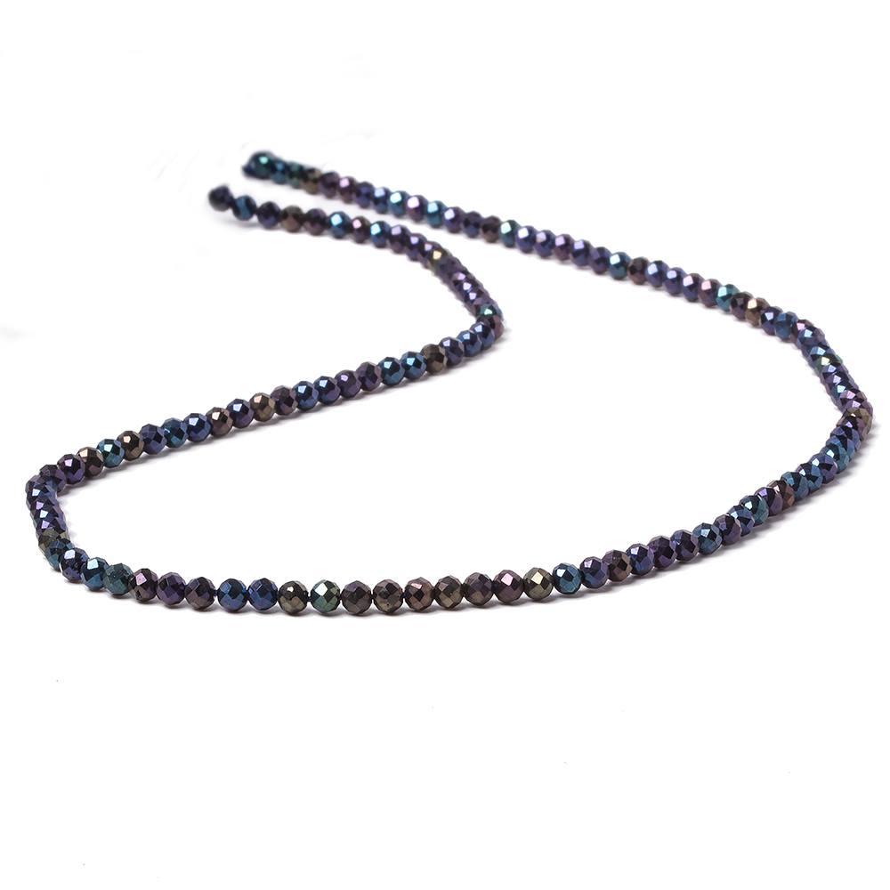 3mm Peacock Metallic Black Spinel Micro faceted rounds 13 inch 128 beads - The Bead Traders