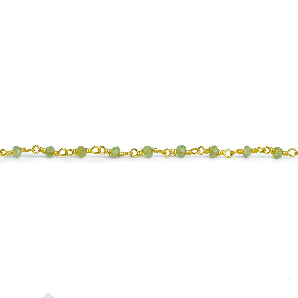 3mm Peridot Faceted Rondelle Gold Chain 37 beads - The Bead Traders