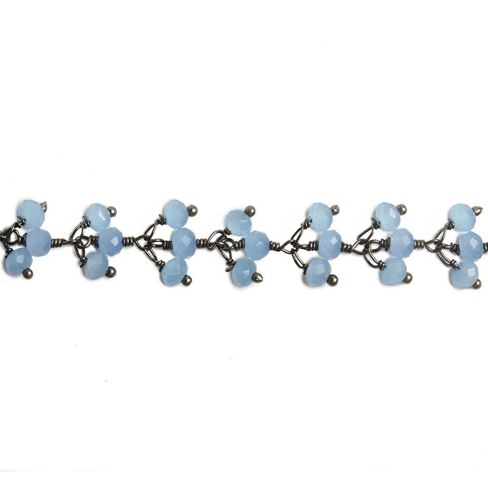 3mm Periwinkle Crystal rondelle Black Dangling Chain by the foot 97 beads - The Bead Traders