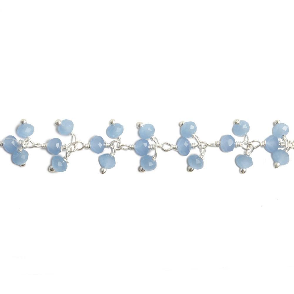 3mm Periwinkle Crystal rondelle Silver Dangling Chain by the foot 97 beads - The Bead Traders