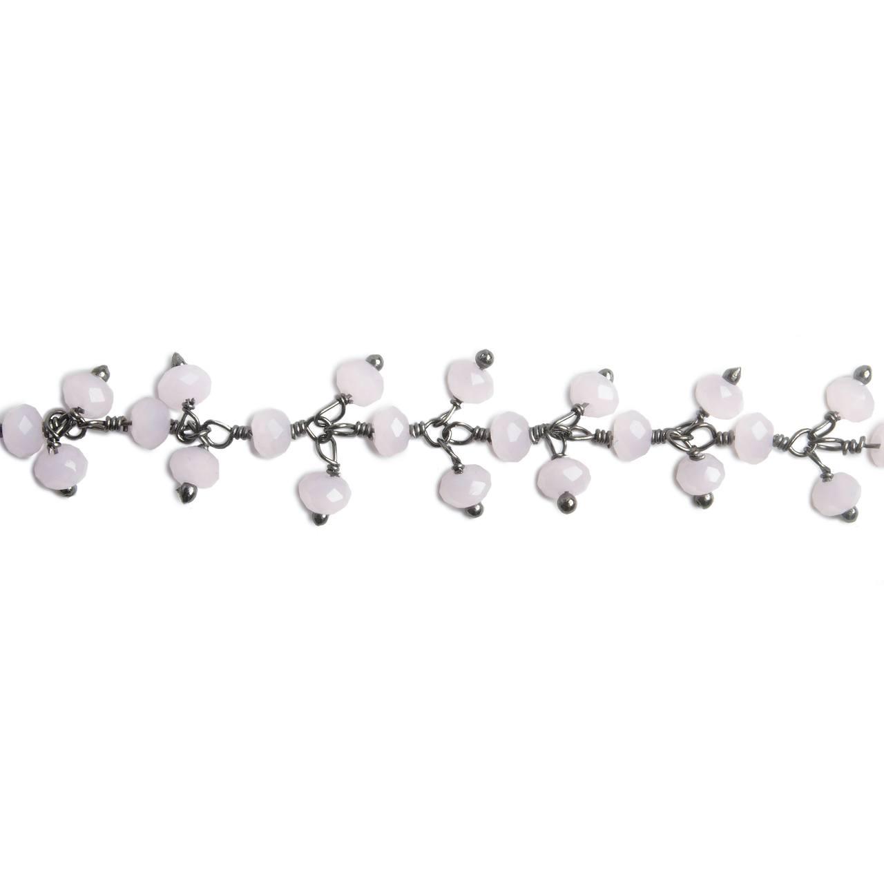 3mm Pink Crystal rondelle Black Dangling Chain by the foot 97 beads - The Bead Traders