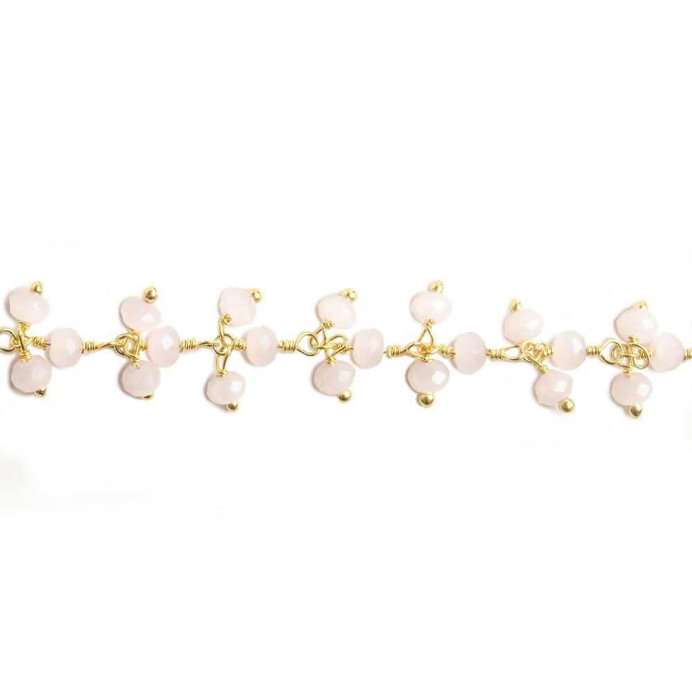 3mm Pink Crystal rondelle Gold Dangling Chain by the foot 97 beads - The Bead Traders