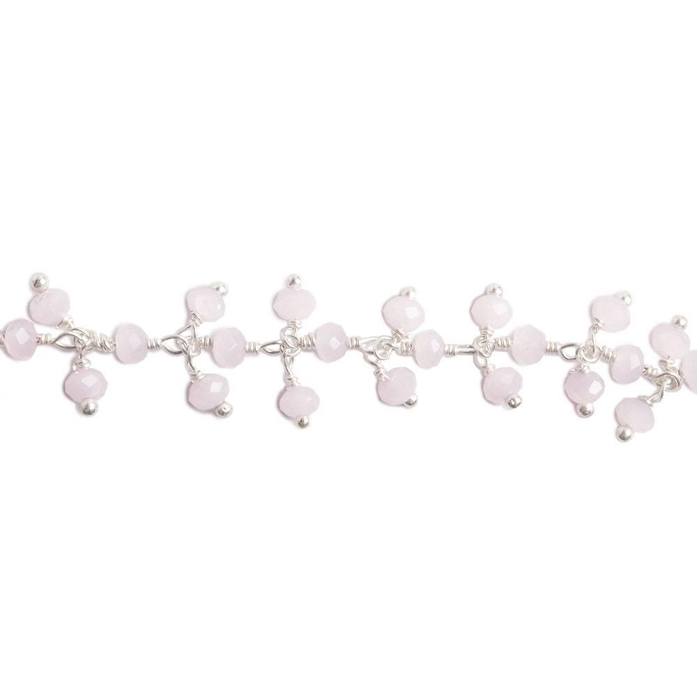 3mm Pink Crystal rondelle Silver Dangling Chain by the foot 97 beads - The Bead Traders