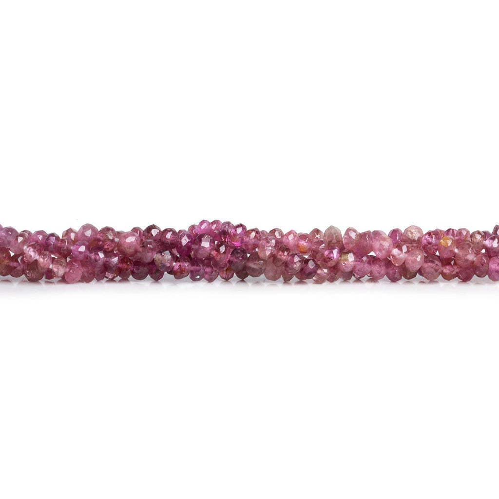 3mm Pink Tourmaline Faceted Rondelles 14 inch 150 beads - The Bead Traders