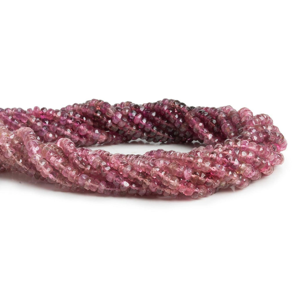 3mm Pink Tourmaline Faceted Rondelles 14 inch 200 beads - The Bead Traders