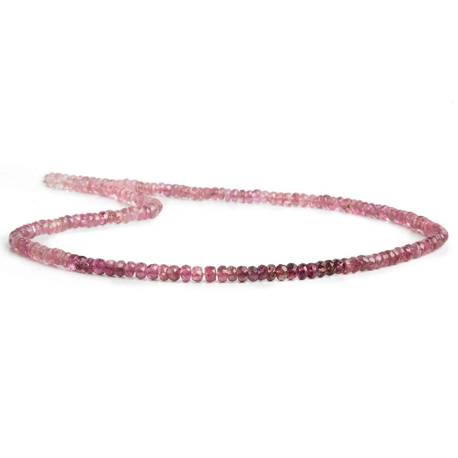 3mm Pink Tourmaline Faceted Rondelles 14 inch 200 beads - The Bead Traders