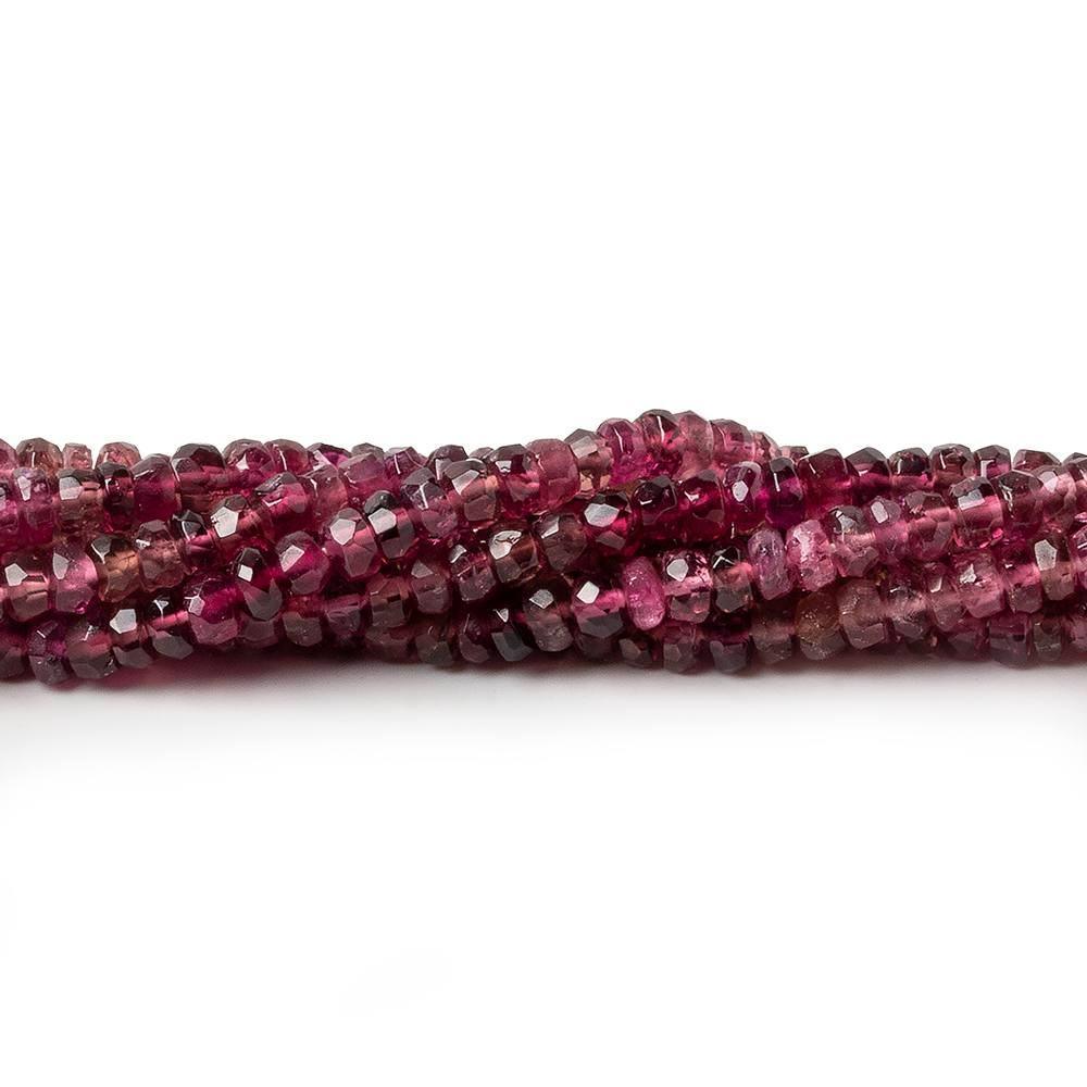 3mm Pink Tourmaline multi-tonal Faceted Rondelle 14 inch 220 pieces - The Bead Traders