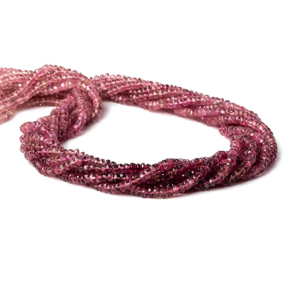 3mm Pink Tourmaline multi-tonal Faceted Rondelle 14 inch 220 pieces - The Bead Traders