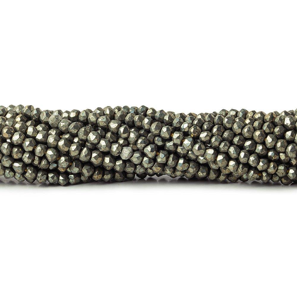3mm Pyrite Faceted Rondelle Beads, 12.5 inch 129 pieces - The Bead Traders