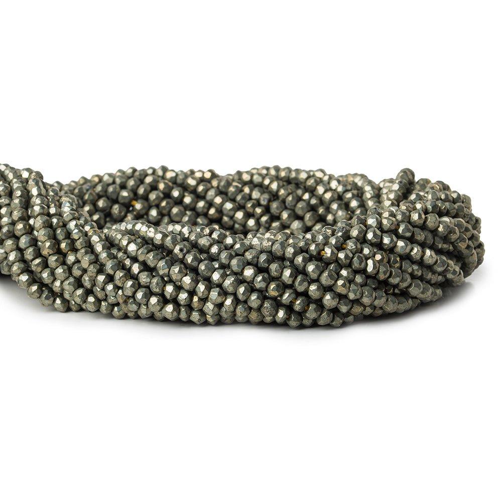 3mm Pyrite Faceted Rondelle Beads, 12.5 inch 129 pieces - The Bead Traders