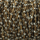 3mm Pyrite faceted rondelle Gold plated Chain by the foot - The Bead Traders