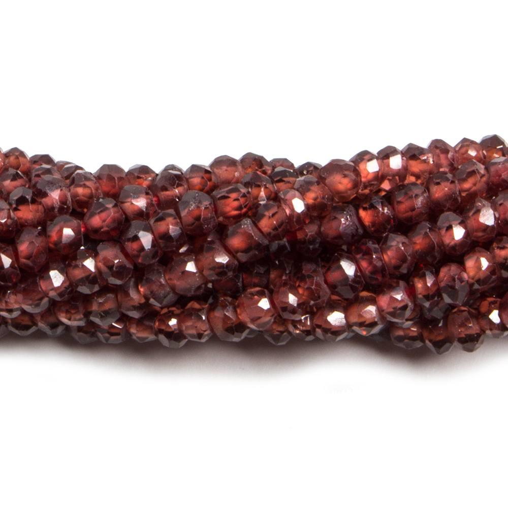 3mm Pyrope Garnet faceted rondelle beads 12 inches 140 pieces - The Bead Traders