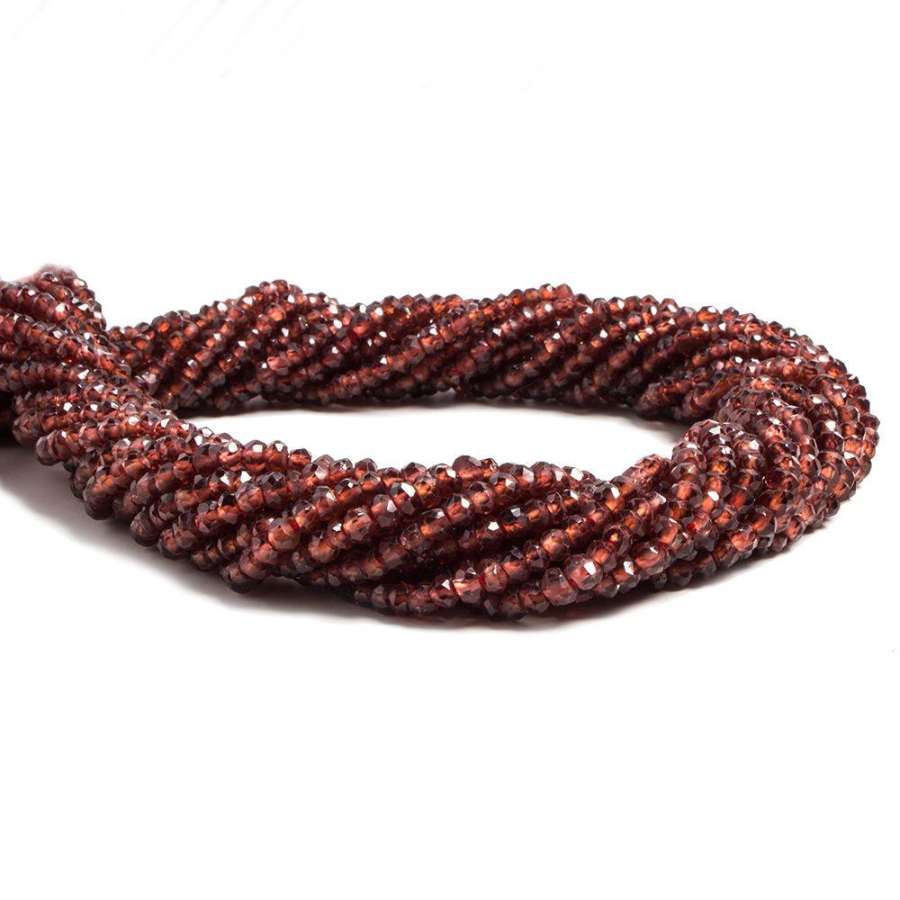 3mm Pyrope Garnet faceted rondelle beads 12 inches 140 pieces - The Bead Traders