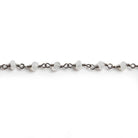 3mm Rainbow Moonstone faceted rondelle Black Gold plated Chain by the foot - The Bead Traders