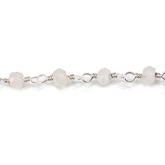 3mm Rainbow Moonstone faceted rondelle Silver Chain by the foot- 16ft lot - The Bead Traders