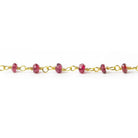 3mm Red Spinel faceted rondelle Gold plated Chain by the foot 42 pieces - The Bead Traders