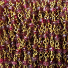 3mm Red Spinel faceted rondelle Gold plated Chain by the foot 42 pieces - The Bead Traders