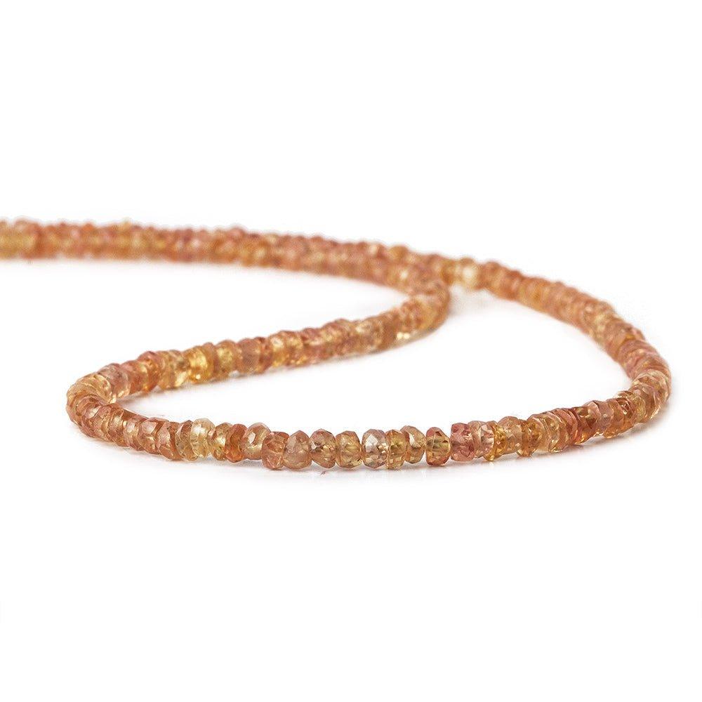 3mm Reddish Orange Sapphire faceted rondelles 16 inch 225 pieces - The Bead Traders