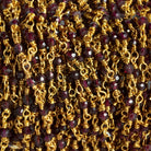 3mm Rhodolite Garnet Faceted Rondelle Gold Chain 36 beads - The Bead Traders