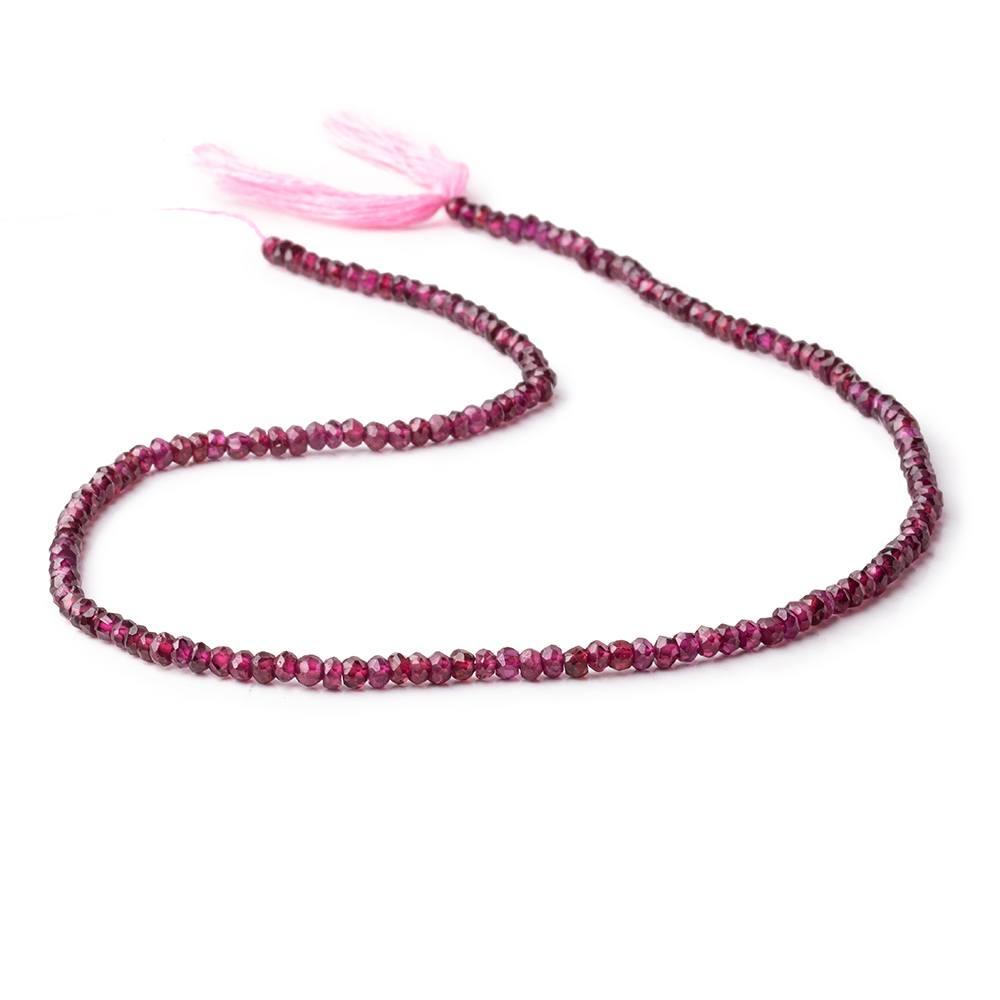 3mm Rhodolite Garnet Handcut Rondelles 14 inch 146 beads - The Bead Traders