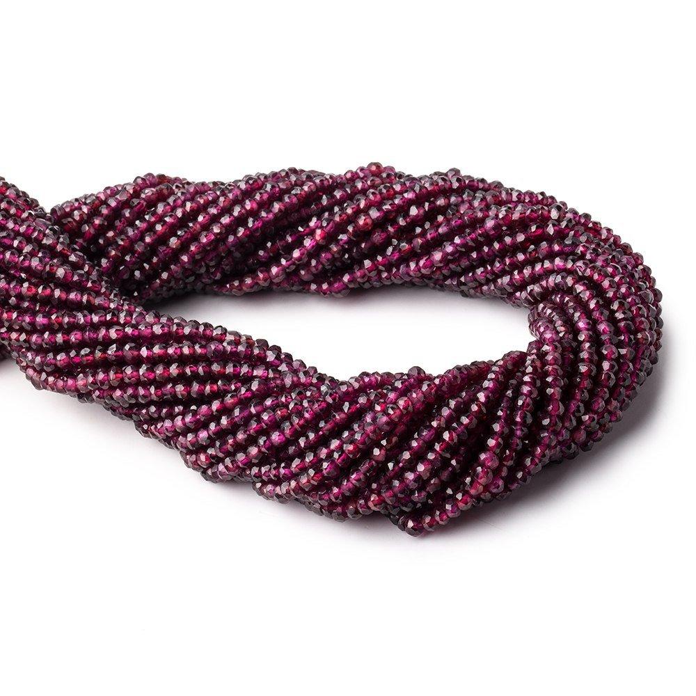 3mm Rhodolite Garnet Handcut Rondelles 14 inch 146 beads - The Bead Traders