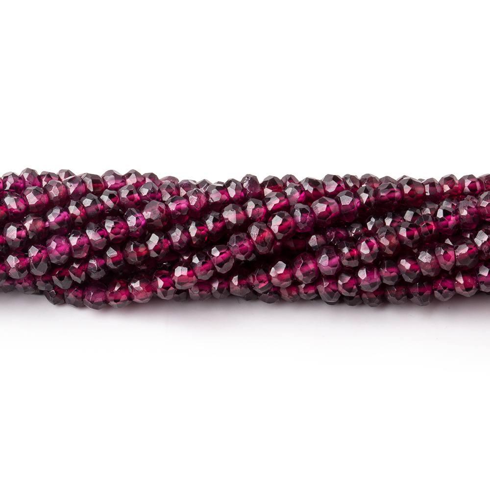 3mm Rhodolite Garnet Handcut Rondelles 14 inch 146 beads - The Bead Traders