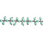 3mm Robin's Egg Blue Crystal rondelle Black Dangling Chain by the foot 97 beads - The Bead Traders