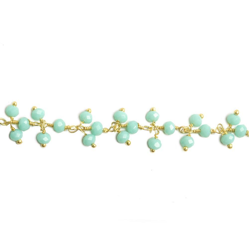3mm Robin's Egg Blue Crystal rondelle Gold Dangling Chain by the foot 97 beads - The Bead Traders
