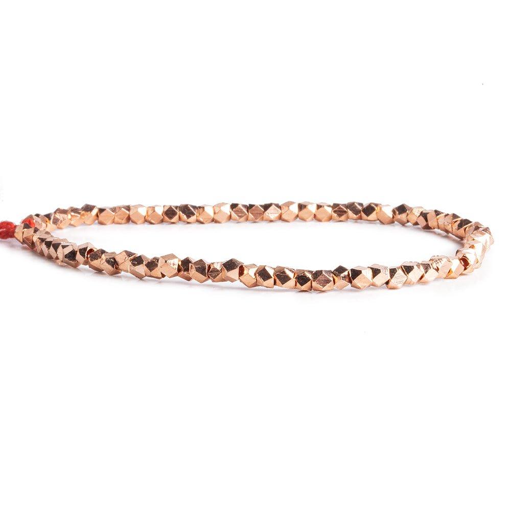 3mm Rose Gold plated Copper shiny faceted nugget beads 8 inch 73 pieces - The Bead Traders