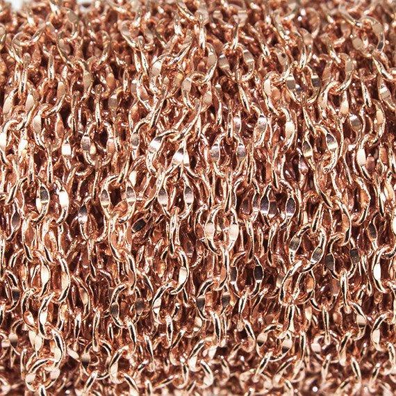 3mm Rose Gold plated Divot Oval Chain sold by the foot - The Bead Traders