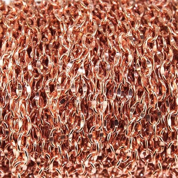 3mm Rose Gold plated Divot Oval Link Chain by the Foot - The Bead Traders