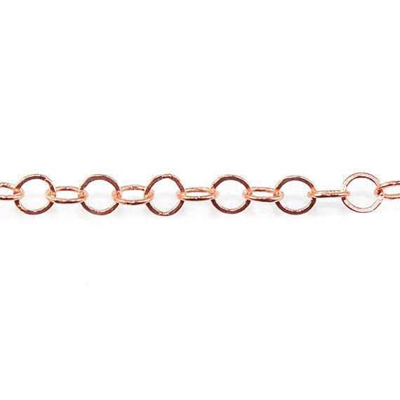 3mm Rose Gold plated Flat Round Link Chain sold by the foot - The Bead Traders
