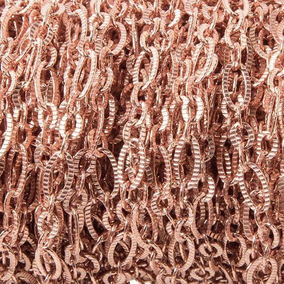3mm Rose Gold plated Multiple Corrugated Oval Chain sold by the foot - The Bead Traders