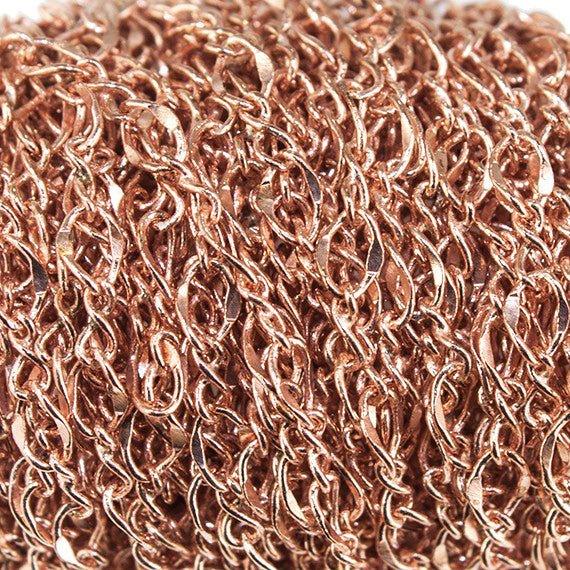 3mm Rose Gold plated Oval and Twist Link Chain sold by the foot - The Bead Traders