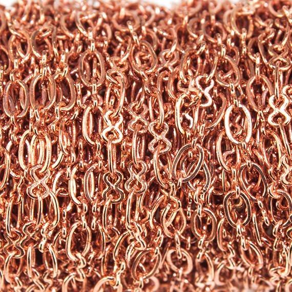 3mm Rose Gold plated Roval and Bowtie Link Chain by the Foot - The Bead Traders
