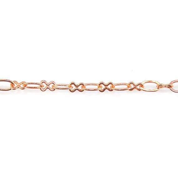 3mm Rose Gold plated Roval and Bowtie Link Chain by the Foot - The Bead Traders