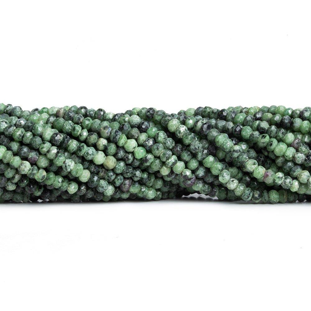 3mm Ruby in Zoisite Faceted Rondelle Beads 13 inch 120 pieces - The Bead Traders