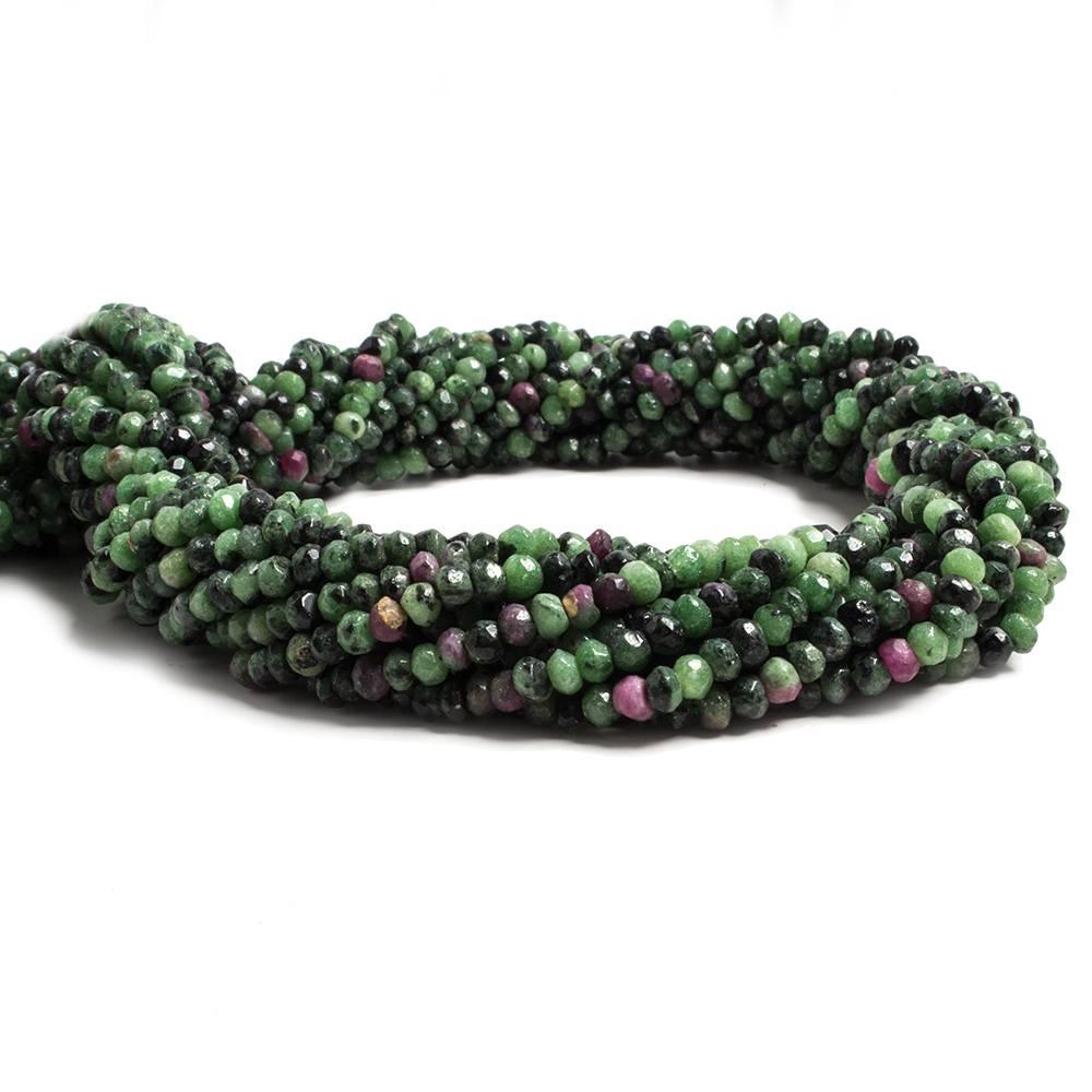 3mm Ruby in Zoisite faceted rondelle beads 13 inches 135 pieces - The Bead Traders
