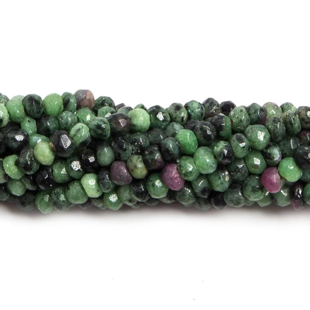 3mm Ruby in Zoisite faceted rondelle beads 13 inches 135 pieces - The Bead Traders