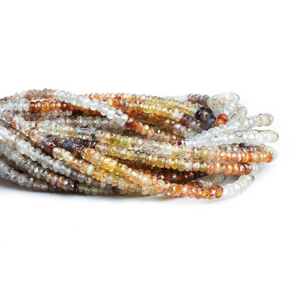 3mm Sapphire and Zircon faceted rondelle beads 16 inch 246 pcs - The Bead Traders