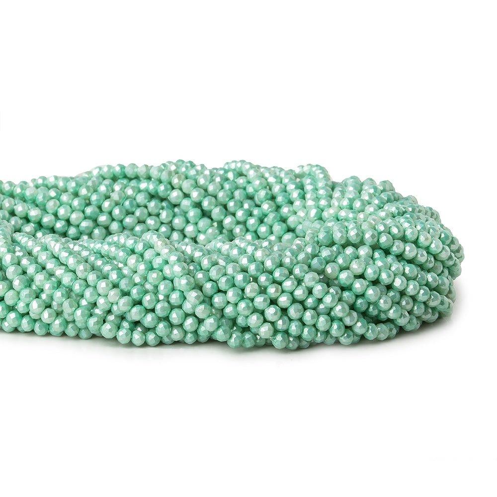 3mm Sea Aqua Shell Pearl micro faceted round beads 13 inch 133 pieces - The Bead Traders